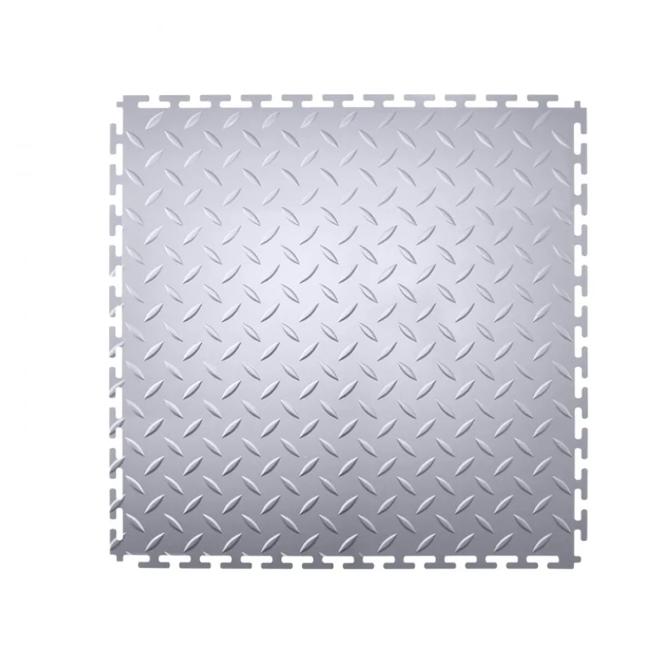 VEVOR Garage Floor Tiles Interlocking, 16 Pack 20.2 x 20.2 x 0.2 in Interlocking Modular Garage Flooring Tiles, Diamond Plate Slip-Resistant PVC Mats for Workshop,Warehouse,Tool Room, Black