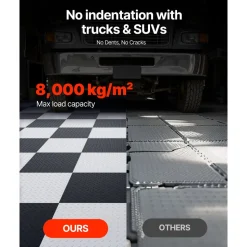 VEVOR Garage Floor Tiles Interlocking, 16 Pack 20.2 x 20.2 x 0.2 in Interlocking Modular Garage Flooring Tiles, Diamond Plate Slip-Resistant PVC Mats for Workshop,Warehouse,Tool Room, Black