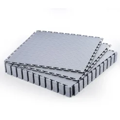 VEVOR Garage Floor Tiles Interlocking, 16 Pack 20.2 x 20.2 x 0.2 in Interlocking Modular Garage Flooring Tiles, Diamond Plate Slip-Resistant PVC Mats for Workshop,Warehouse,Tool Room, Black