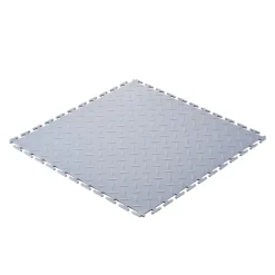 VEVOR Garage Floor Tiles Interlocking, 16 Pack 20.2 x 20.2 x 0.2 in Interlocking Modular Garage Flooring Tiles, Diamond Plate Slip-Resistant PVC Mats for Workshop,Warehouse,Tool Room, Black