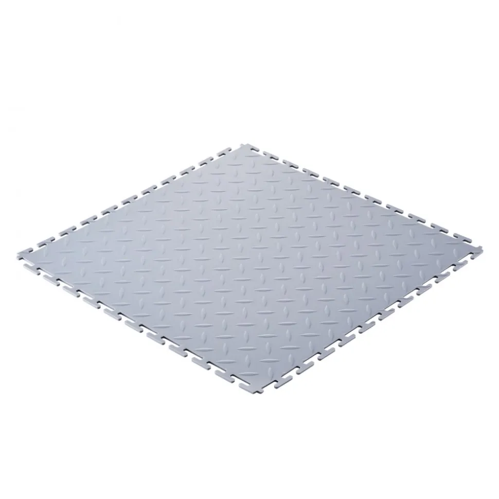 VEVOR Garage Floor Tiles Interlocking, 16 Pack 20.2 x 20.2 x 0.2 in Interlocking Modular Garage Flooring Tiles, Diamond Plate Slip-Resistant PVC Mats for Workshop,Warehouse,Tool Room, Black