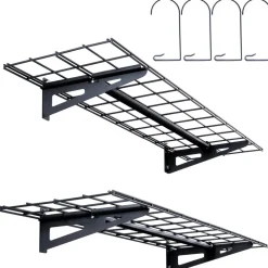 VEVOR Garage Storage Shelving, 2 Pack, 4 x 1 ft Heavy Duty Garage Shelves Wall Mounted, 400 lbs Load Capacity(Total) Garage Storage Rack Floating Shelves, Suitable for Shop, Shed, Garage Storage