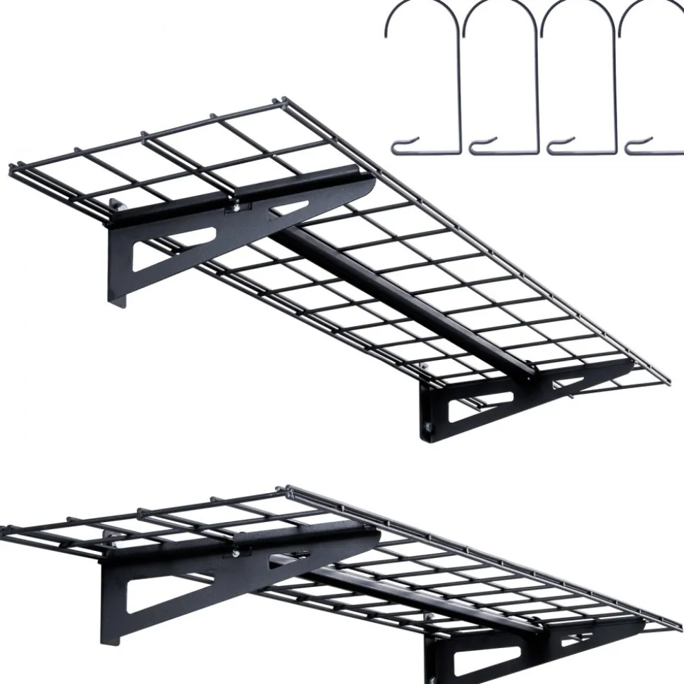 VEVOR Garage Storage Shelving, 2 Pack, 4 x 1 ft Heavy Duty Garage Shelves Wall Mounted, 400 lbs Load Capacity(Total) Garage Storage Rack Floating Shelves, Suitable for Shop, Shed, Garage Storage