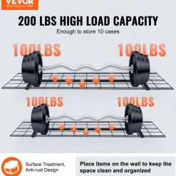 VEVOR Garage Storage Shelving, 2 Pack, 4 x 1 ft Heavy Duty Garage Shelves Wall Mounted, 400 lbs Load Capacity(Total) Garage Storage Rack Floating Shelves, Suitable for Shop, Shed, Garage Storage