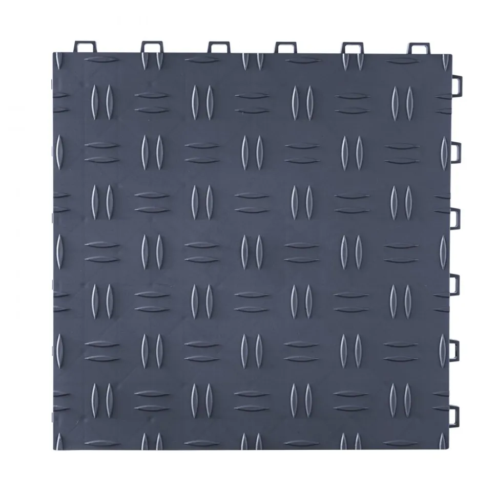 VEVOR Garage Tiles Interlocking, 12 x 12 x 0.53 inch 50 Pack Garage Floor Covering Tiles, Non-Slip Double-Sided Texture Garage Flooring Tiles, for Garages, Basements, Repair Shops, Red