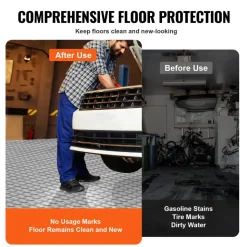VEVOR Garage Tiles Interlocking, 12 x 12 x 0.53 inch 25 Pack Garage Floor Covering Tiles, Non-Slip Double-Sided Texture Garage Flooring Tiles, for Garages, Basements, Repair Shops, Red