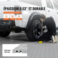 VEVOR Garage Tiles Interlocking, 12 x 12 x 0.53 inch 50 Pack Garage Floor Covering Tiles, Non-Slip Double-Sided Texture Garage Flooring Tiles, for Garages, Basements, Repair Shops, Silver