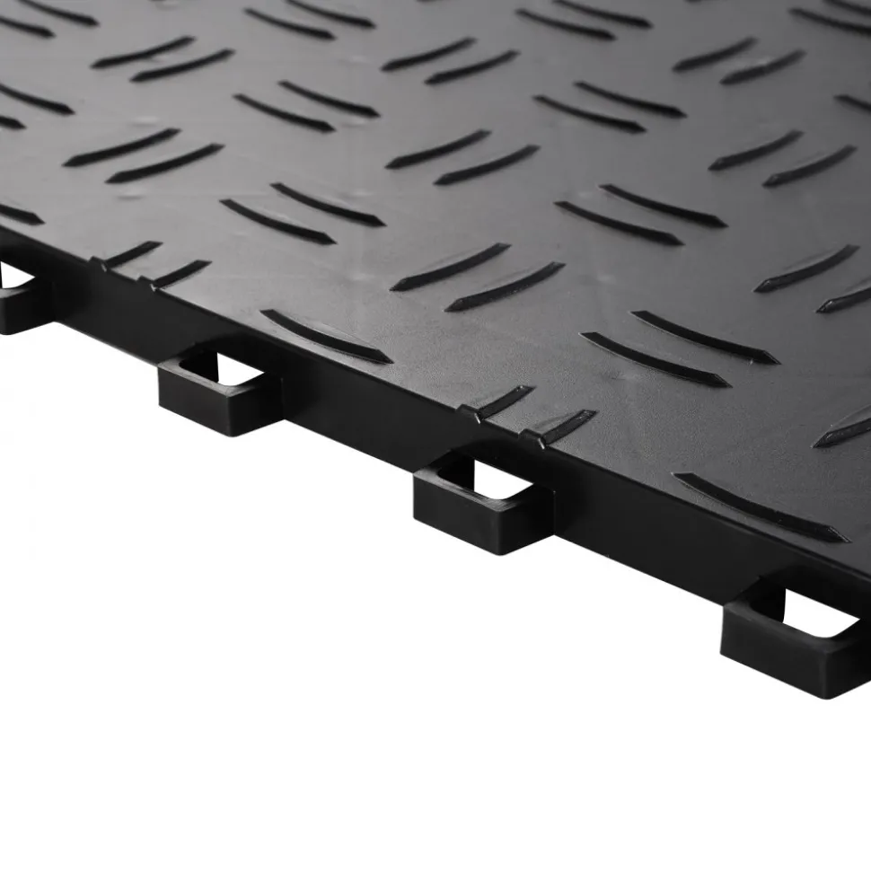 VEVOR Garage Tiles Interlocking, 12 x 12 x 0.53 inch 25 Pack Garage Floor Covering Tiles, Non-Slip Double-Sided Texture Garage Flooring Tiles, for Garages, Basements, Repair Shops, Graphite Gray
