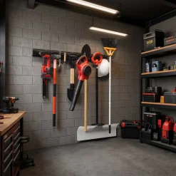 VEVOR Garage Tool Organizer 49.5 Inch 600 lbs Wall Mount Garden Tool Rack, Heavy Duty Garage Hanging Storage Rack Organization with 3 Rails and 12 Adjustable Hooks, for Yard Tools, Shovel, Rake, Shed