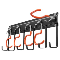 VEVOR Garage Tool Organizer 68 Inch 450 lbs Wall Mount Garden Tool Rack, Heavy Duty Hanging Storage Organization, 4 Rails with 24 Fixed L-Hooks, 20 Adjustable S-Hooks, for Yard Tools, Shovel, Shed