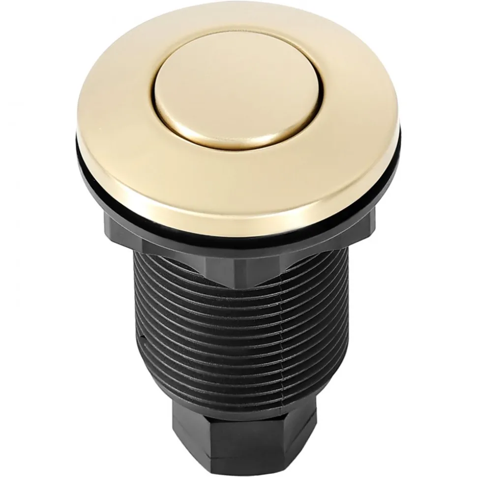 VEVOR Garbage Disposal Air Switch Kit, 2.5" Sink Top Air Switch for Food Waste Disposal, Brushed Gold Stainless Steel ON/OFF Air Button for Waste Disposer - Suitable for Stainless Steel Countertops