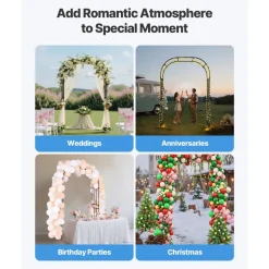 VEVOR Garden Arbor, 94.5 (H) x 59 (W) x 15.8 (D) in Metal Archway, Sturdy Outdoor Trellis Arch with Stakes, Easy to Assemble, Pergola Arbor for Plant Climbing Yard Lawn Wedding Party Decoration