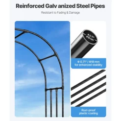 VEVOR Garden Arbor, 94.5 (H) x 59 (W) x 15.8 (D) in Metal Archway, Sturdy Outdoor Trellis Arch with Stakes, Easy to Assemble, Pergola Arbor for Plant Climbing Yard Lawn Wedding Party Decoration