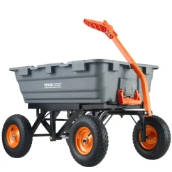 VEVOR Garden Cart, Durable Poly Dump Cart with Simple Assembly Steel Structure, Versatile Dump Wagon with Dual-Function Handle, Handy Wheelbarrow with 1500 lbs Load Capacity, 13 inch Wheels