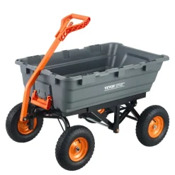 VEVOR Garden Cart, Durable Poly Dump Cart with Simple Assembly Steel Structure, Versatile Dump Wagon with Dual-Function Handle, Handy Wheelbarrow with 1500 lbs Load Capacity, 13 inch Wheels