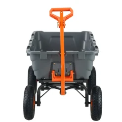 VEVOR Garden Cart, Durable Poly Dump Cart with Simple Assembly Steel Structure, Versatile Dump Wagon with Dual-Function Handle, Handy Wheelbarrow with 1500 lbs Load Capacity, 13 inch Wheels