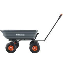 VEVOR Garden Cart, Durable Poly Dump Cart with Simple Assembly Steel Framework, Versatile Dump Cart with Dual-Function Handle, Handy Wheelbarrow with 600 lbs Load Capacity, 10 inch Wheels