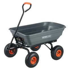 VEVOR Garden Cart, Durable Poly Dump Cart with Simple Assembly Steel Framework, Versatile Dump Cart with Dual-Function Handle, Handy Wheelbarrow with 600 lbs Load Capacity, 10 inch Wheels