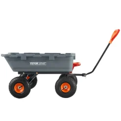 VEVOR Garden Cart, Durable Poly Dump Cart with Simple Assembly Steel Frame, Versatile Dump Wagon with Dual-Function Handle, 6.48 cu.ft Utility Barrow 1200 lbs Load, 13 inch Wheels