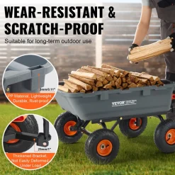 VEVOR Garden Cart, Durable Poly Dump Cart with Simple Assembly Steel Frame, Versatile Dump Wagon with Dual-Function Handle, 6.48 cu.ft Utility Barrow 1200 lbs Load, 13 inch Wheels