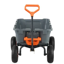 VEVOR Garden Cart, Durable Poly Dump Cart with Simple Assembly Steel Frame, Versatile Dump Wagon with Dual-Function Handle, 6.48 cu.ft Utility Barrow 1200 lbs Load, 13 inch Wheels