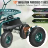 VEVOR Garden Cart Rolling Workseat with Wheels, Gardening Stool for Planting, 360 Degree Swivel Seat, Wagon Scooter with Steering Handle & Utility Tool Tray, Use for Patio, Yard, and Outdoors, Green