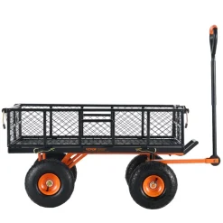 VEVOR Garden Cart, Sturdy Metal Construction with Simple Assembly, Versatile Dump Cart with Dual-Function Handle, Heavy-Duty Garden Wagon, 880 lbs Load Capacity, 10