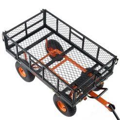 VEVOR Garden Cart, Sturdy Metal Construction with Simple Assembly, Versatile Dump Cart with Dual-Function Handle, Heavy-Duty Garden Wagon, 880 lbs Load Capacity, 10
