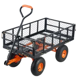 VEVOR Garden Cart, Sturdy Metal Construction with Simple Assembly, Versatile Dump Cart with Dual-Function Handle, Heavy-Duty Garden Wagon, 880 lbs Load Capacity, 10