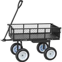 VEVOR Garden Cart with Seat, 500 LBS, Rolling Steel Garden Work Seat with Wheels, Heavy Duty Gardening Stool, with Tool Tray & Adjustable Handle, Outdoor Yard Wagon, for Lawn, Patio, Backyard, Black
