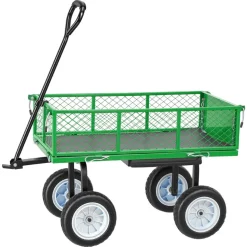VEVOR Garden Cart with Seat, 500 LBS, Rolling Steel Garden Work Seat with Wheels, Heavy Duty Gardening Stool, with Tool Tray & Adjustable Handle, Outdoor Yard Wagon, for Lawn, Patio, Backyard, Green