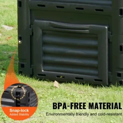 VEVOR Garden Compost Bin 80 Gal, BPA Free Composter, Large Capacity Outdoor Composting Bin with Top Lid and Bottom Door, Easy Assembling, Lightweight, Fast Creation of Fertile Soil