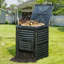 VEVOR Garden Compost Bin 80 Gal, BPA Free Composter, Large Capacity Outdoor Composting Bin with Top Lid and Bottom Door, Easy Assembling, Lightweight, Fast Creation of Fertile Soil