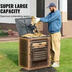 VEVOR Garden Compost Bin 80 Gal, BPA Free Composter, Large Capacity Outdoor Composting Bin with Top Lid and Bottom Door, Easy Assembling, Lightweight, Fast Creation of Fertile Soil