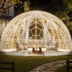 VEVOR Garden Dome Igloo, 15 x 9.5 ft Outdoor Clear Bubble Tent for 10-14 Person, Weatherproof Geodesic Dome Greenhouse with Window, PVC Igloo Tent for Backyard Patios Camping Party Wedding