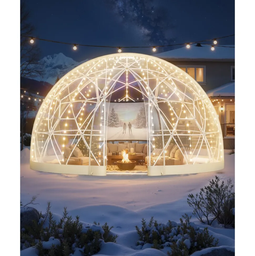 VEVOR Garden Dome Igloo, 15 x 9.5 ft Outdoor Clear Bubble Tent for 10-14 Person, Weatherproof Geodesic Dome Greenhouse with Window, PVC Igloo Tent for Backyard Patios Camping Party Wedding