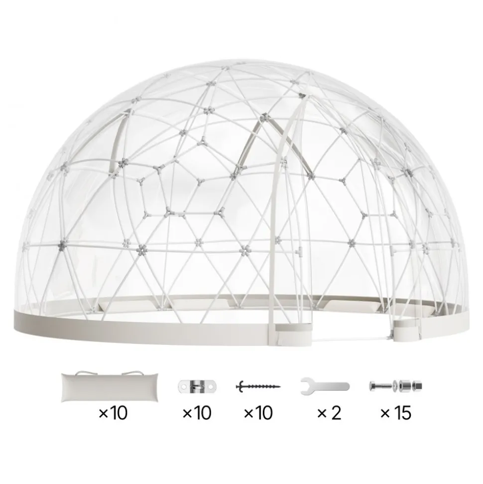 VEVOR Garden Dome Igloo, 15 x 9.5 ft Outdoor Clear Bubble Tent for 10-14 Person, Weatherproof Geodesic Dome Greenhouse with Window, PVC Igloo Tent for Backyard Patios Camping Party Wedding
