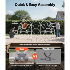 VEVOR Garden Dome Igloo, 9.5 x 5.7 ft Outdoor Clear Bubble Tent for 2-4 Person, Weatherproof Geodesic Dome Greenhouse with Window, PVC Igloo Tent for Backyard Patios Camping Party Wedding
