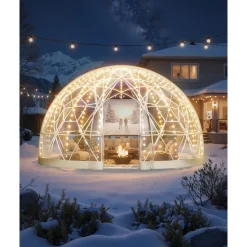 VEVOR Garden Dome Igloo, 9.5 x 5.7 ft Outdoor Clear Bubble Tent for 2-4 Person, Weatherproof Geodesic Dome Greenhouse with Window, PVC Igloo Tent for Backyard Patios Camping Party Wedding