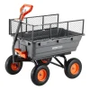 VEVOR Garden Dump Cart, 1200 lbs Poly Dump Cart, Garden Carts Dumps Wagon with Storage Fence, 2-in-1 Convertible Handle, 90° Quick-Dumps Mechanism, 180° Swivel Wheels, Yard Wagon for Plants, Soil