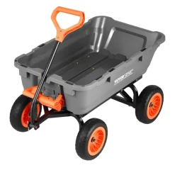 VEVOR Garden Dump Cart, 800 lbs Poly Dump Cart, Garden Carts Dumps Wagon with Storage Fence, 90° Quick-Dumps Mechanism, 180° Swivel Wheels, 90° Rotating Handle, Yard Wagon for Plants, Soil, Crops
