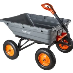 VEVOR Garden Dump Cart, 1500 lbs Poly Dump Cart, Garden Carts Dumps Wagon with 90° Quick-Dumps Mechanism, Adjustable Handle, 270° Flexible Rotating Bearings, Yard Wagon for Plants, Soil, Crops