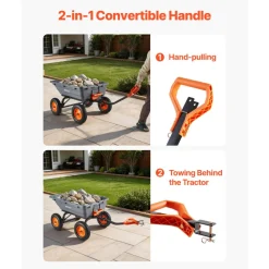 VEVOR Garden Dump Cart, 1500 lbs Poly Dump Cart, Garden Carts Dumps Wagon with 90° Quick-Dumps Mechanism, Adjustable Handle, 270° Flexible Rotating Bearings, Yard Wagon for Plants, Soil, Crops