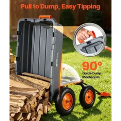 VEVOR Garden Dump Cart, 1500 lbs Poly Dump Cart, Garden Carts Dumps Wagon with 90° Quick-Dumps Mechanism, Adjustable Handle, 270° Flexible Rotating Bearings, Yard Wagon for Plants, Soil, Crops
