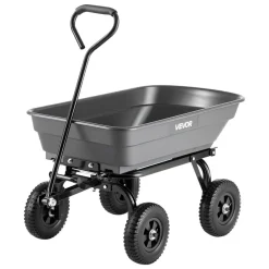 VEVOR Garden Dump Cart, 600 lbs Poly Dump Cart, Garden Carts Dumps Wagon with 90° Quick-Dumps Mechanism, 180° Swivel Wheels, 270° Flexible Rotating Bearings, Yard Wagon for Plants, Soil, Crops