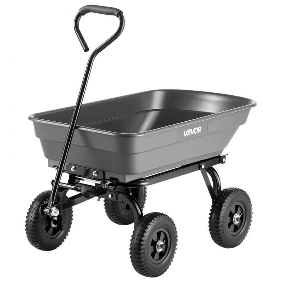 VEVOR Garden Dump Cart, 600 lbs Poly Dump Cart, Garden Carts Dumps Wagon with 90° Quick-Dumps Mechanism, 180° Swivel Wheels, 270° Flexible Rotating Bearings, Yard Wagon for Plants, Soil, Crops