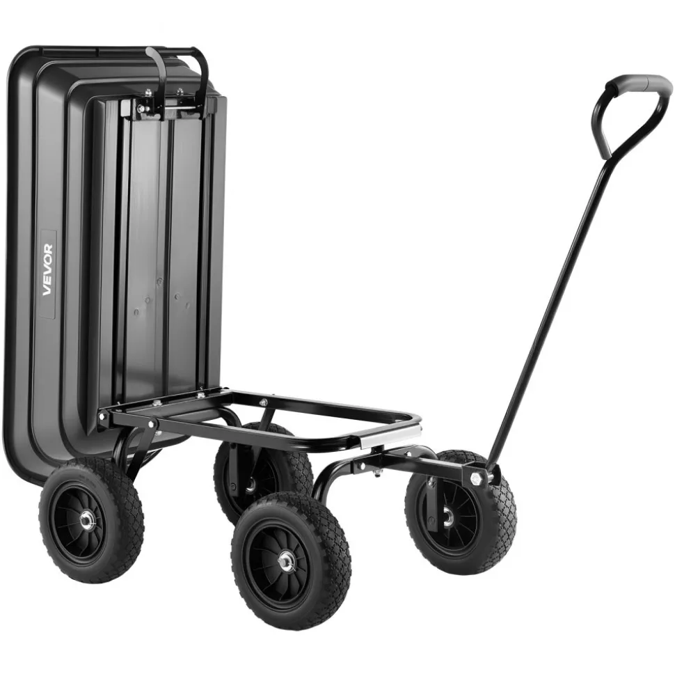 VEVOR Garden Dump Cart, 600 lbs Poly Dump Cart, Garden Carts Dumps Wagon with 90° Quick-Dumps Mechanism, 180° Swivel Wheels, 270° Flexible Rotating Bearings, Yard Wagon for Plants, Soil, Crops