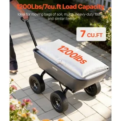 VEVOR Garden Dump Cart, 1200 lbs Poly Dump Cart, 6 Cu. Ft. Garden Carts Dumps Wagon with 2-in-1 Convertible Handle, 90° Quick-Dumps Mechanism, 180° Swivel Wheels, Yard Wagon for Plants, Soil, Crops