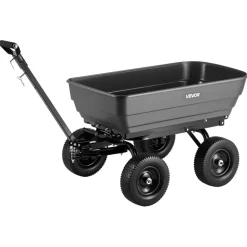 VEVOR Garden Dump Cart, 1200 lbs Poly Dump Cart, 7 Cu. Ft. Garden Carts Dumps Wagon with 2-in-1 Convertible Handle, 90° Quick-Dumps Mechanism, 180° Swivel Wheels, Yard Wagon for Plants, Soil, Crops