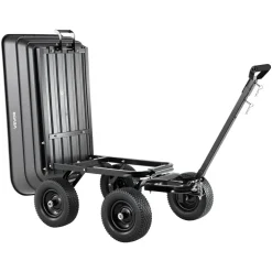 VEVOR Garden Dump Cart, 1200 lbs Poly Dump Cart, 7 Cu. Ft. Garden Carts Dumps Wagon with 2-in-1 Convertible Handle, 90° Quick-Dumps Mechanism, 180° Swivel Wheels, Yard Wagon for Plants, Soil, Crops